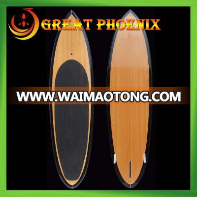 Surf long board stand up paddle board with bamboo veneer